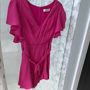 DO+BE Pink Flutter Sleeve Wrap Blouse